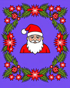 Festive Santa Christmas Floral Garland Rug