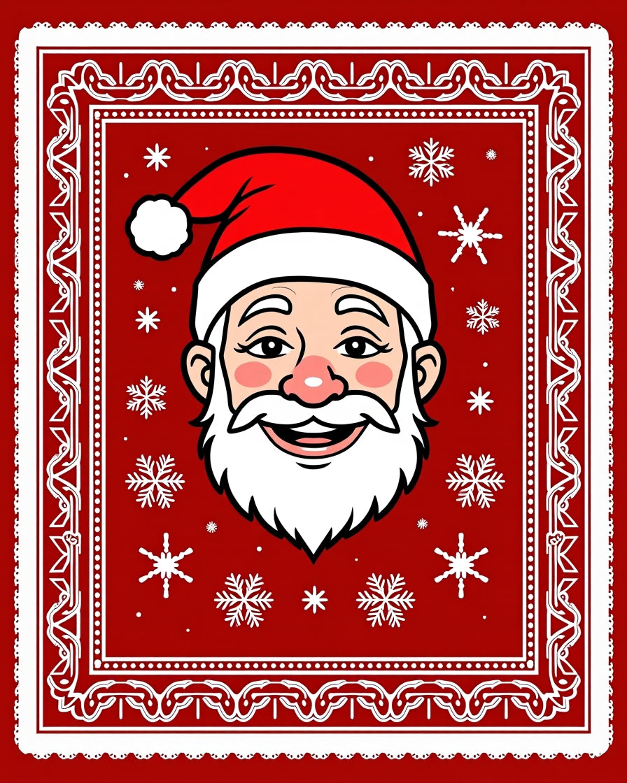 Classic Red Santa Snowflakes Bandana Rug