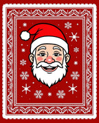 Classic Red Santa Snowflakes Bandana Rug