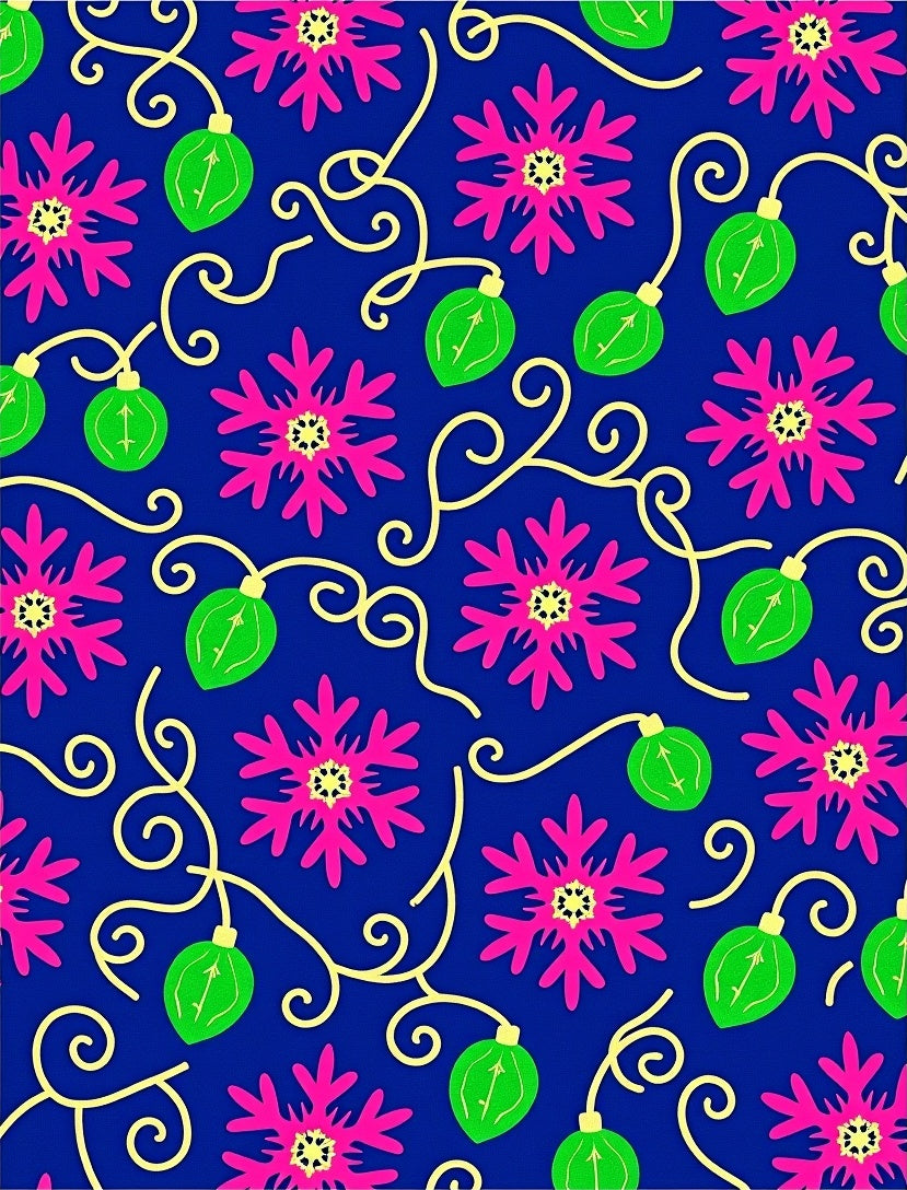 Bright Pink Snowflake Swirl Ornament Rug