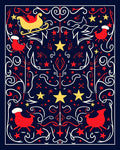 Festive Red Reindeer Sleigh Starburst Rug