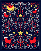 Festive Red Reindeer Sleigh Starburst Rug