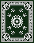 Dark Green White Starburst Floral Medallion Rug