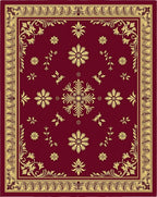 Regal Red Floral Medallion Border Rug