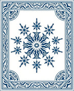 Deep Blue Floral Medallion Border Rug