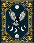 Art Nouveau Bird Moon Phases Border Rug