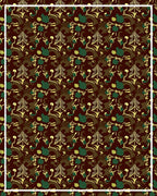 Dark Red Forest Woodland Motifs Rug