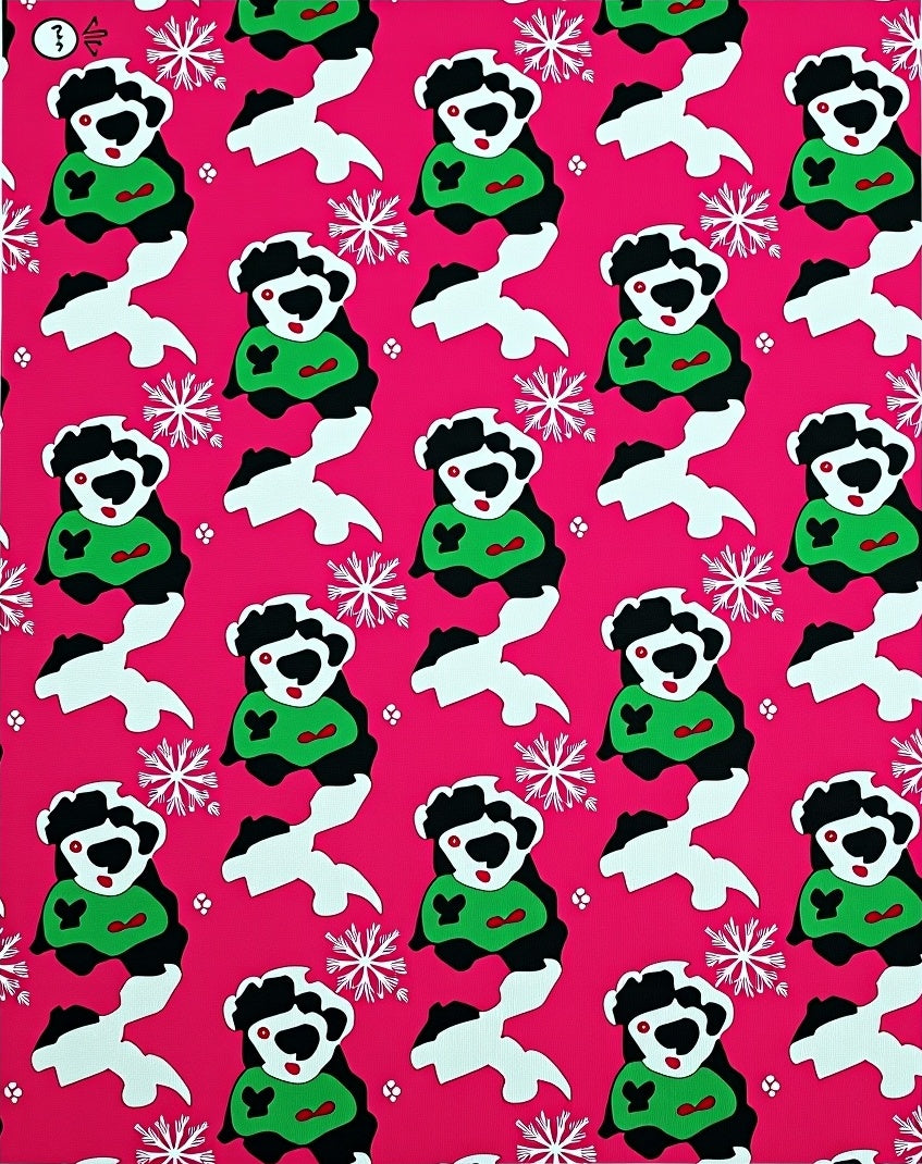 Whimsical Panda Snowflakes Pink Rug