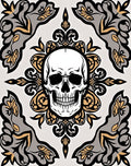 Gothic Skull Floral Crest Rug
