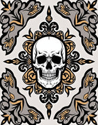 Gothic Skull Floral Crest Rug