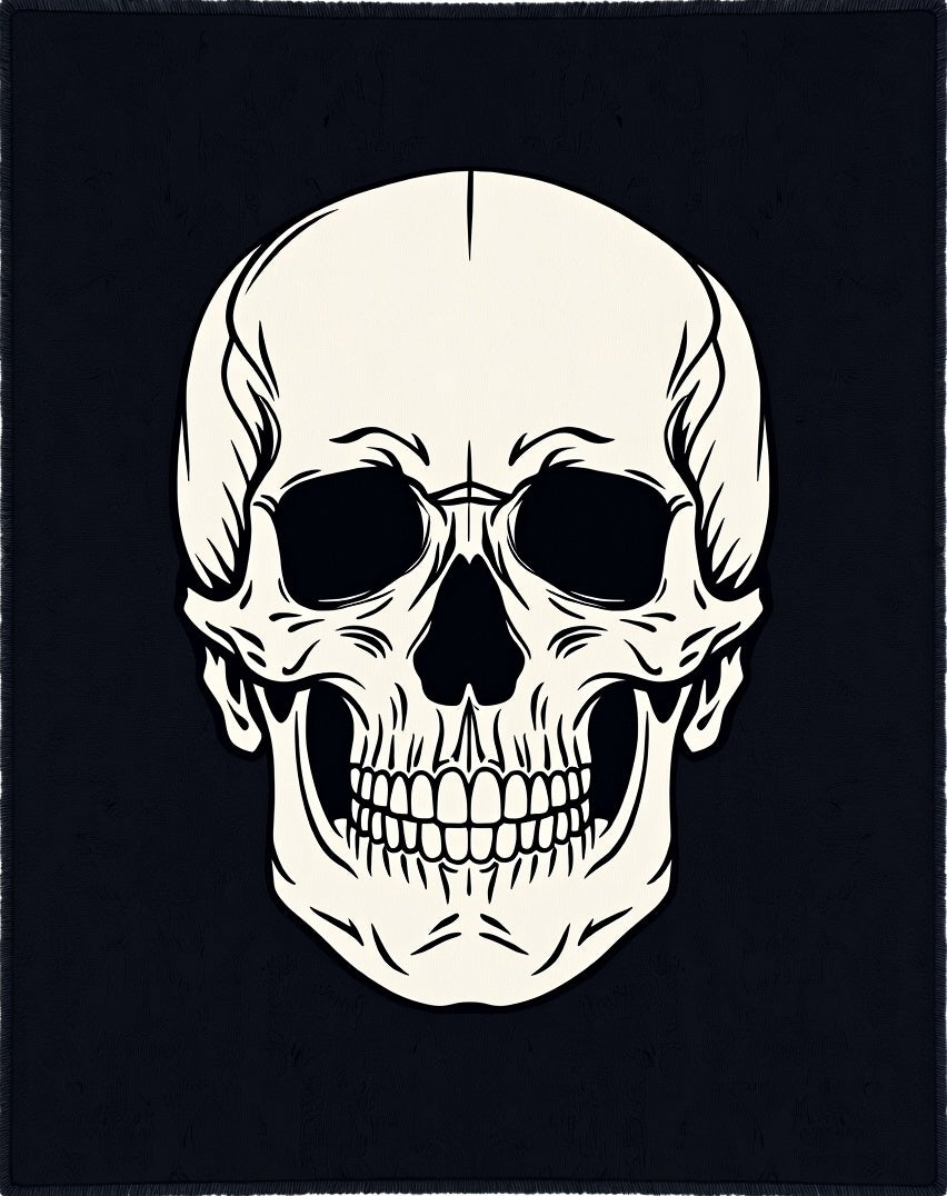 Monochromatic Skull Portrait Rug
