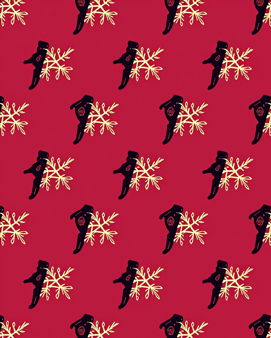 Crimson Black Sketchy Snowflakes Rug