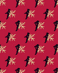 Crimson Black Sketchy Snowflakes Rug
