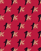 Crimson Black Sketchy Snowflakes Rug
