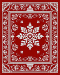 Crimson white ornate floral medallion Rug