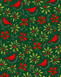 Red Birds Green Holly Poinsettia Rug