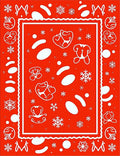 Red Whimsical Snowflakes and Animal Friends Rug