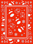 Red Whimsical Snowflakes and Animal Friends Rug