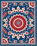 Bold Red Blue Floral Medallion Rug