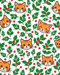 Playful Orange Cat Holly Berries Rug