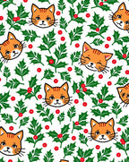 Playful Orange Cat Holly Berries Rug