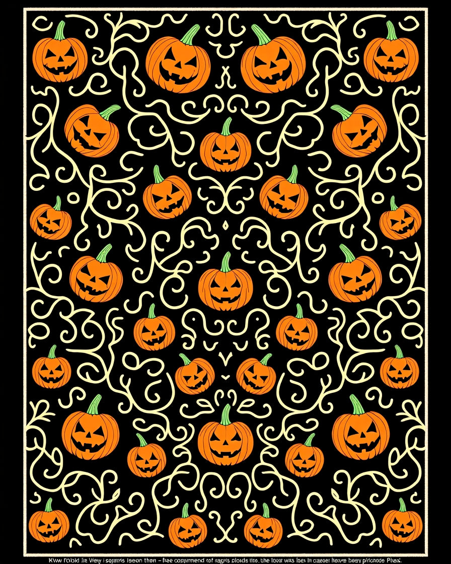 Spooky Orange Jack-o'-lantern Swirls Black Rug