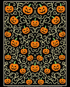 Spooky Orange Jack-o'-lantern Swirls Black Rug