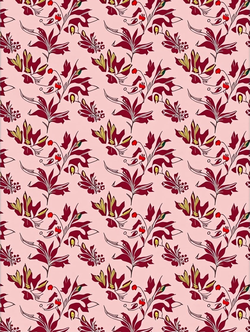 Crimson Berry Leaf Scatter Rug