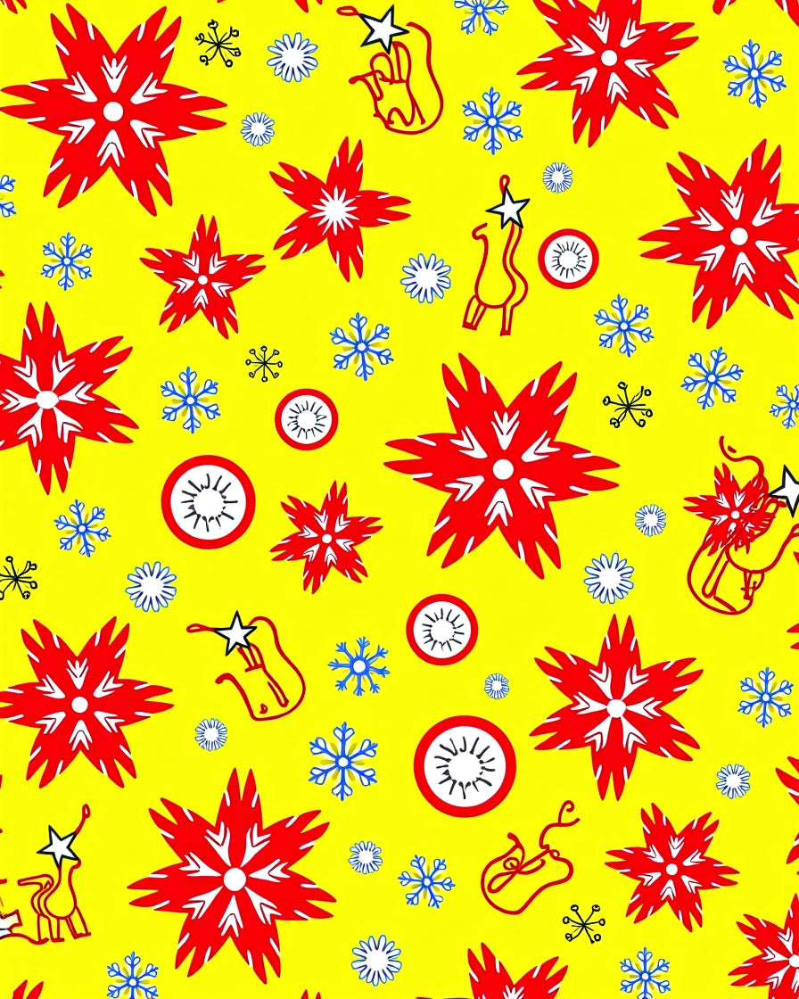 Vibrant Red Snowflake Whimsical Star Rug