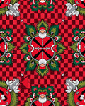 Red Checkered Santa Medallion Rug