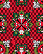 Red Checkered Santa Medallion Rug