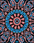 Coral Blue Swirl Mandala Rug