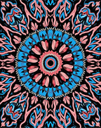 Coral Blue Swirl Mandala Rug