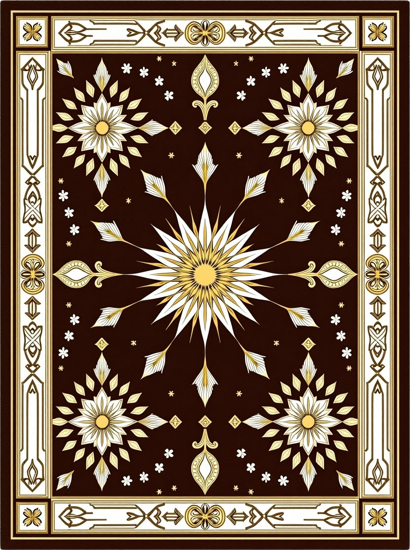 Rich Brown Sunburst Medallion Rug