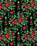Bold Scarlet Floral Garden Black Rug