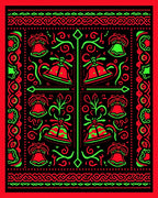 Festive Red Green Bell Garland Rug