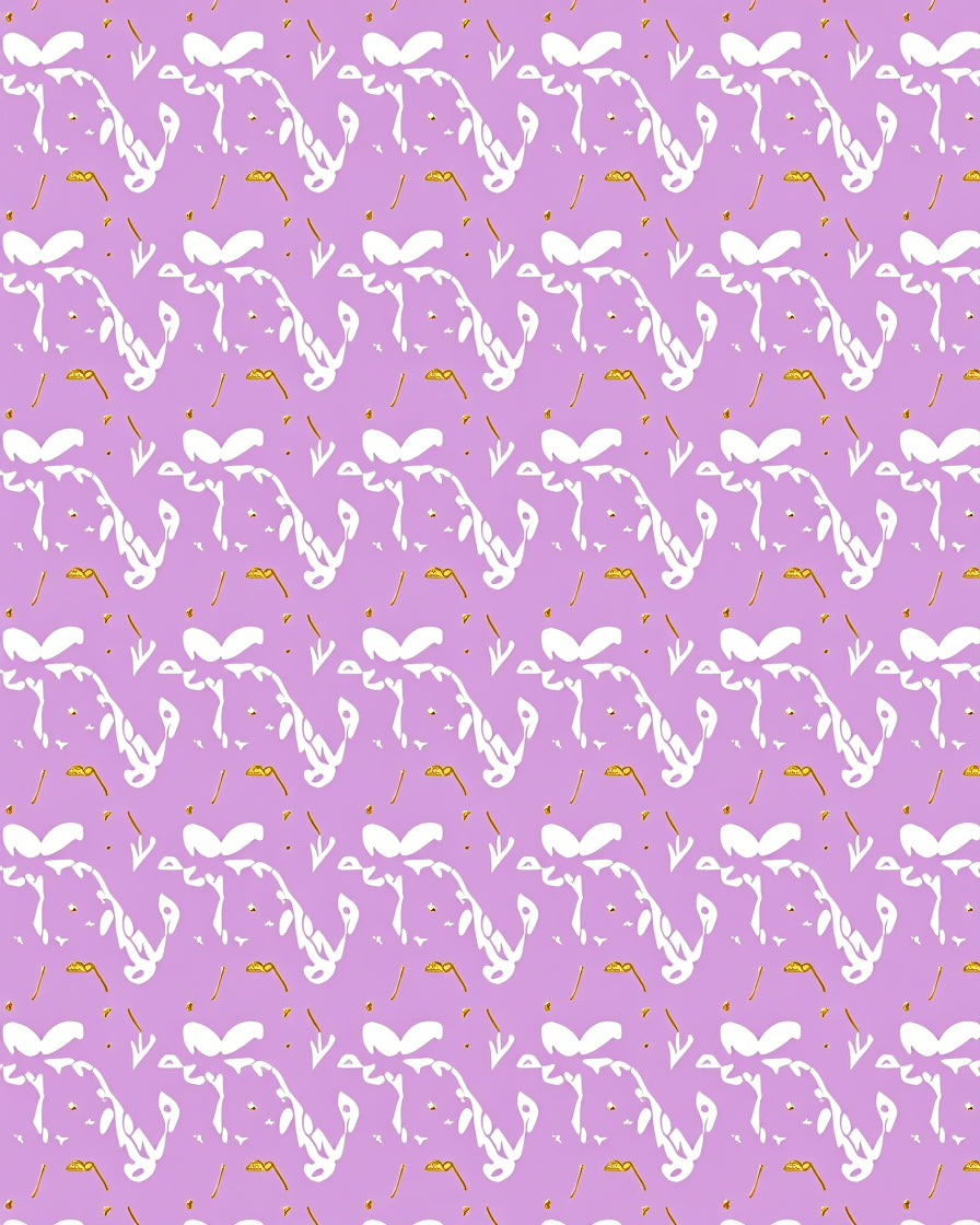 Lavender White Golden Abstract Whimsical Flourish Rug