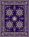 Deep Blue Snowflake Border Medallion Rug