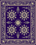 Deep Blue Snowflake Border Medallion Rug