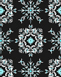Black Snowflake Blue Abstract Rug