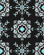 Black Snowflake Blue Abstract Rug