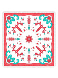 Coral Teal Floral Medallion Rug
