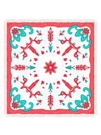 Coral Teal Floral Medallion Rug