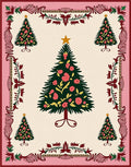 Festive Pine Trees Floral Border Rug