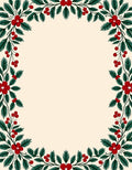 Crimson Berry Evergreen Garland Border Rug