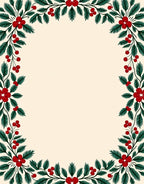 Crimson Berry Evergreen Garland Border Rug