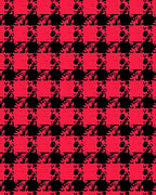 Bold Red Black Abstract Checkered Rug