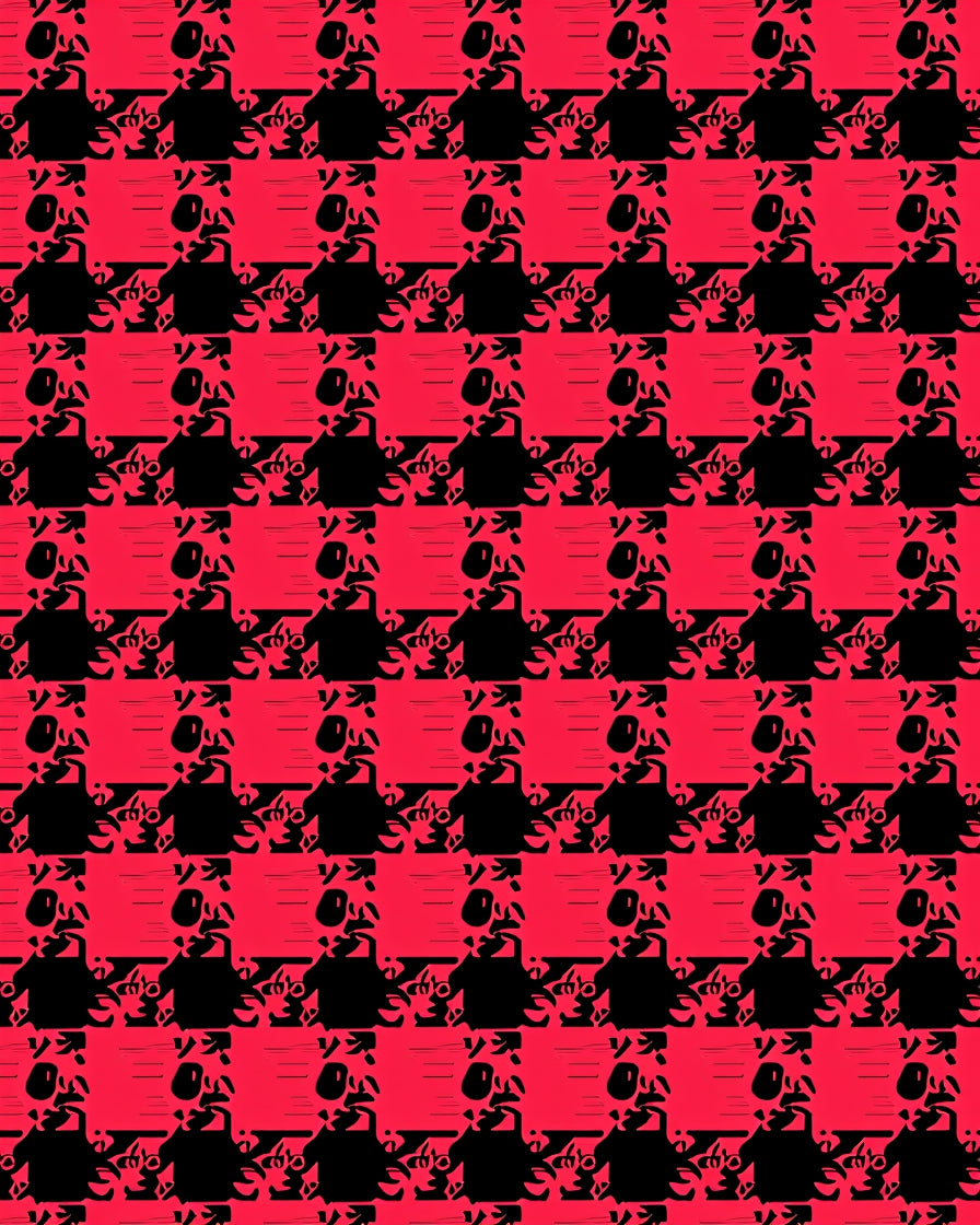 Bold Red Black Abstract Checkered Rug