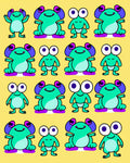 Aqua Frog Characters With Purple Accents Rug