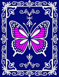 Bright Fuchsia Butterfly Ornamental Tile Rug